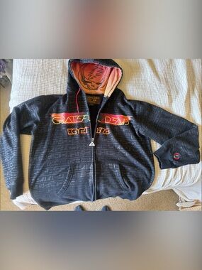 Grateful Dead Black Hoodie with Red and Yellow Liner